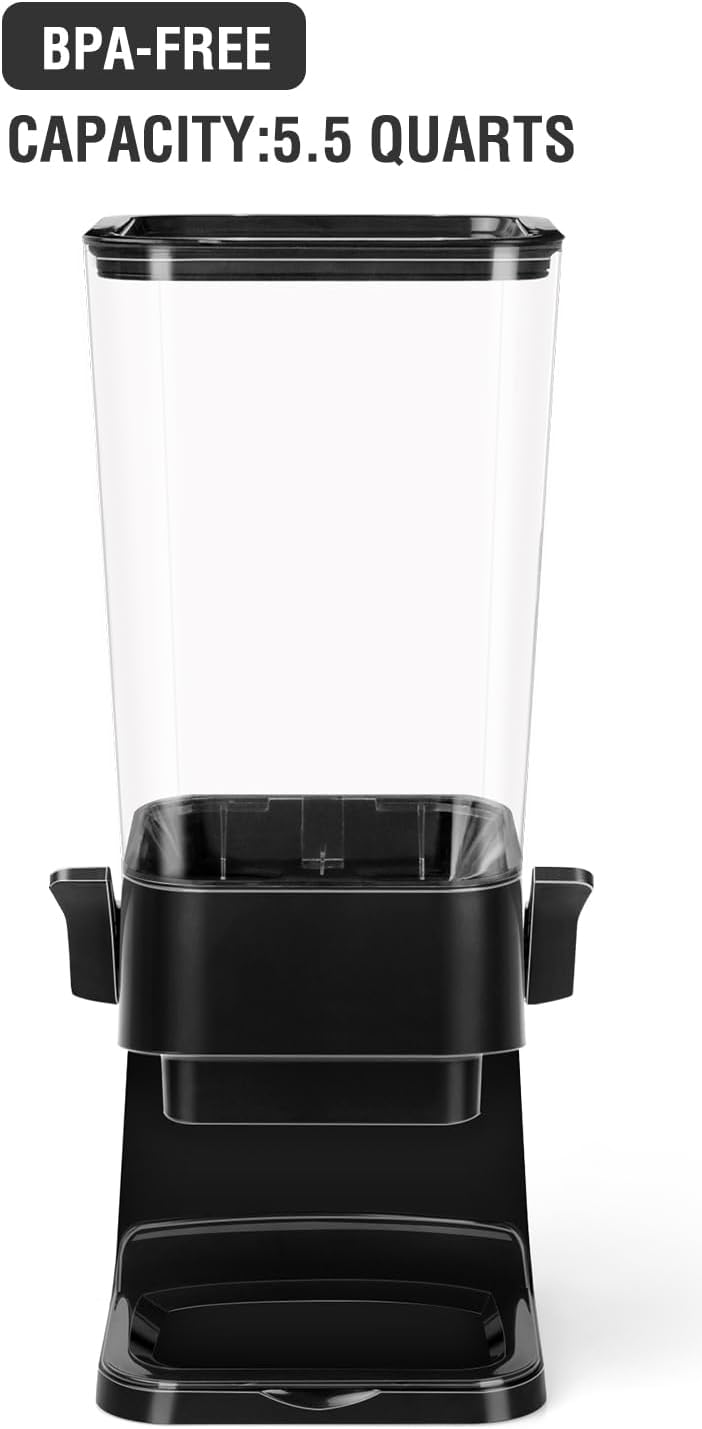 Cereal Dispenser Countertop,5.5L Cereal Containers Storage Dispenser for Pantry,Dry Food Storage Rice Containers,Candy Dispenser,Snack Organizer Machine for Grains, Nuts,Oatmeal, Pet Food White