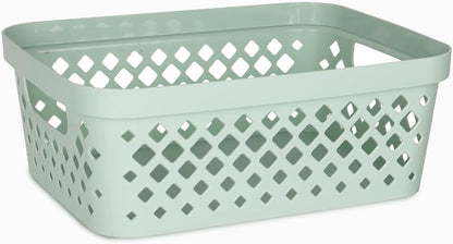 Glad Plastic Baskets for Organizing, Set of 6 | Pantry Storage for Under Counter, Linen Closet, and Bathroom | Nesting Shelf Bins with Handles, 1 Gallon, Grey