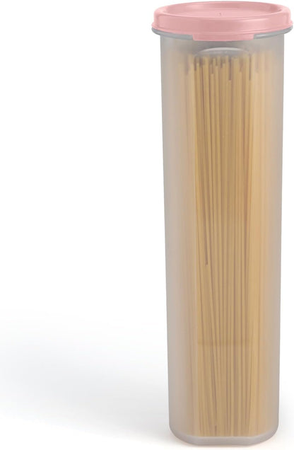 Tall Clear Spaghetti Pasta Container Storage With Lid.Multi-Purpose Kitchen Pantry Organization And Food Storage For Noodles Beans Straws - Airtight Leakproof Spaghetti Keeper BPA Free 37 oz.