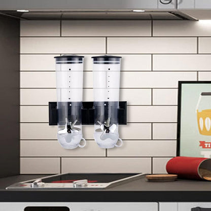 2 Pack Cereal Dispensers,Cereal Containers Storage,Wall-mounted Food Dispenser,Large Capacity Candy Dispenser,Convenient Storage Dual Control for Candy Oatmeal Coffee Bean Nuts (Silver)