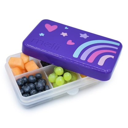 melii Snackle Box | 6-Compartment Divided Snack Container, BPA-Free Food Storage with Removable Dividers for School, Travel & On-the-Go Snacking Purple Cat