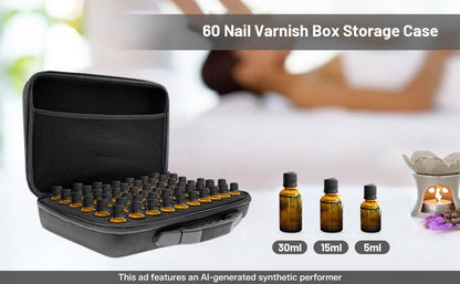 Essential Oil Storage Organizer,60 Bottle EVA Essential Oil Case Essential Oils Box,Essential Oil Storage Carrying Case Holds 5ml- 15ml For Doterra & Young Living,Come with Labels & Bottle (Black)