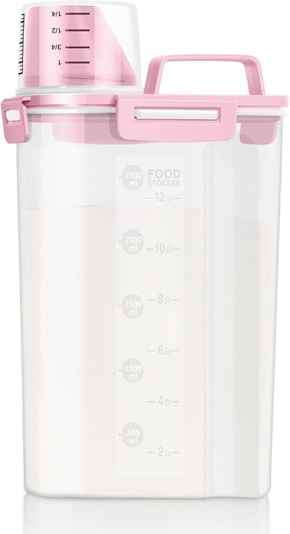 LEAWALK Airtight 4 LBS Rice/Cereal/Dry Food Storage Container BPA Free, 2.11Qt Clear Plastic Kitchen and Pantry Organization Bin Suitable for Oats, Flour, Sugar, Pasta, Pet Food, etc (Clear Grey)