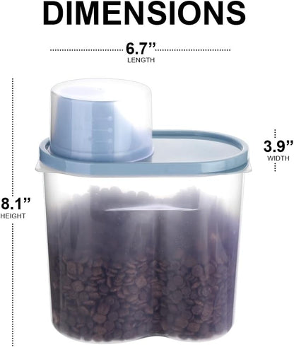 2 Pack 2lb/2.5L Pet Food Storage Container with Measuring Cup, Can Covers and Bowl for Small Dog, Cat, Waterproof-BPA Free