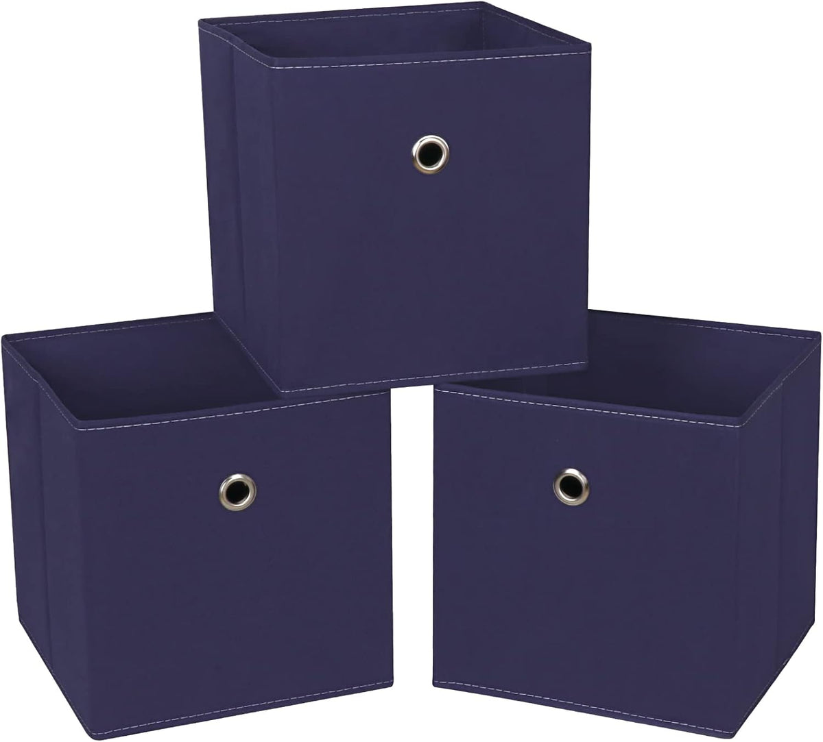 Black Foldable Storage Cubes Bins ,11 Inch Cloth Storage Cube Fabric Storage Box Cubes Organizer Baskets with Handles for Home Organizer Set of 3 (Black)