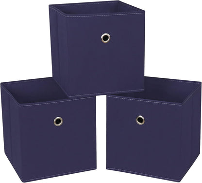 Black Foldable Storage Cubes Bins ,11 Inch Cloth Storage Cube Fabric Storage Box Cubes Organizer Baskets with Handles for Home Organizer Set of 3 (Black)