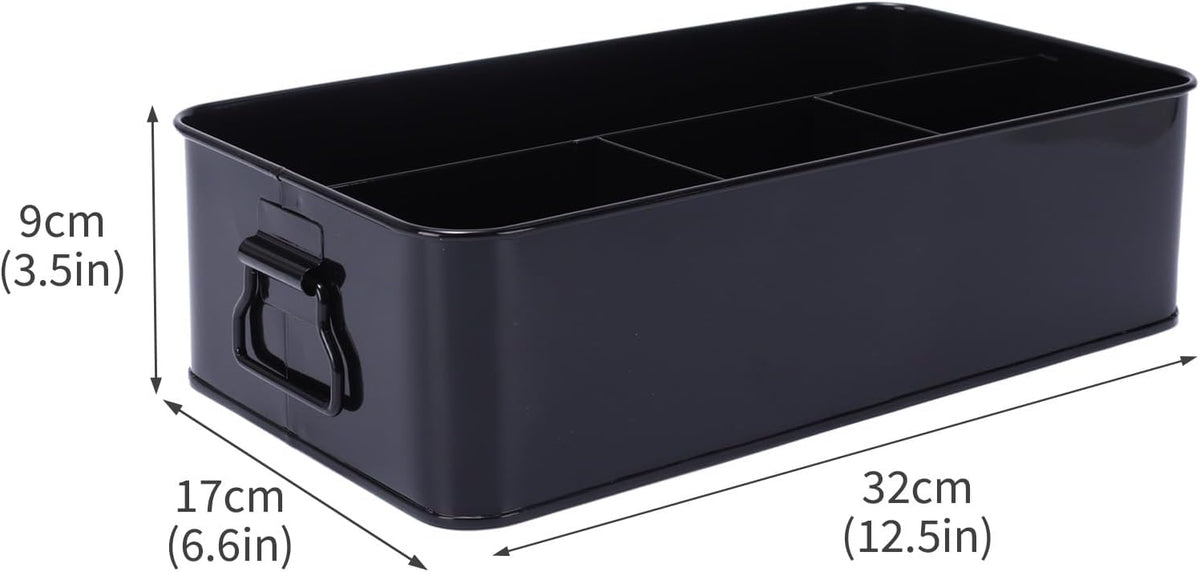 Snack Organizer for Countertop, Metal Snack Holder with Handles,4 Compartment Snack Storage Basket for Coffee Station Organizer,Kitchen Pantry Organizers and Storage(Black)