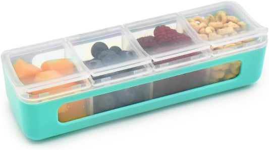 melii Snackle Box | 4 Compartment Snack Container with Individual Lids, BPA-Free Food Storage for Travel, School & On-the-Go Snacks, Kids & Family Organizer (Berry)