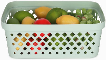 Glad Plastic Baskets for Organizing, Set of 6 | Pantry Storage for Under Counter, Linen Closet, and Bathroom | Nesting Shelf Bins with Handles, 1 Gallon, Grey