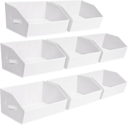 Homsorout Closet Organizers Bins 6 Packs - Large Closet Shelf Organizer with Handles, Fabric Trapezoid Storage Bins, Collapsible Storage Cubes for Clothes, Towels, Light Gray