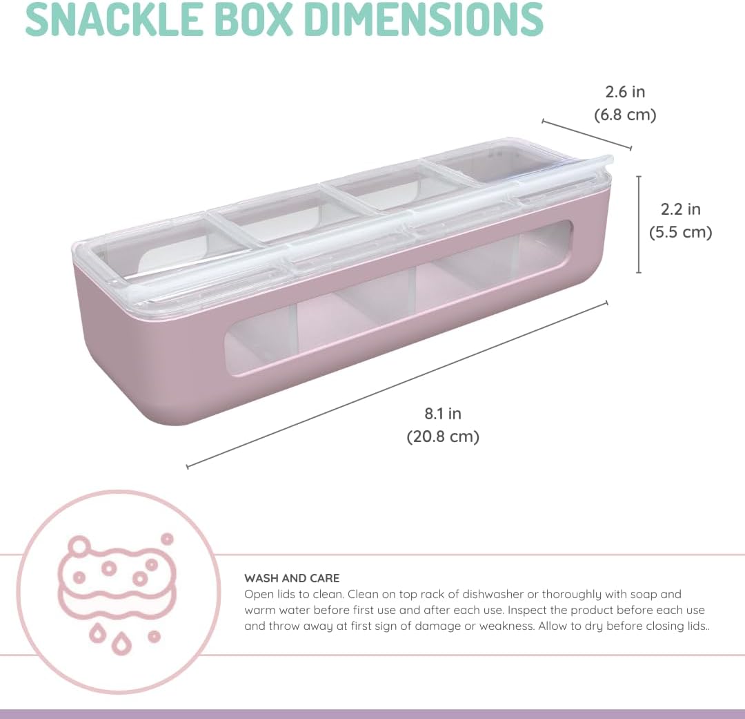melii Snackle Box | 4 Compartment Snack Container with Individual Lids, BPA-Free Food Storage for Travel, School & On-the-Go Snacks, Kids & Family Organizer (Berry)