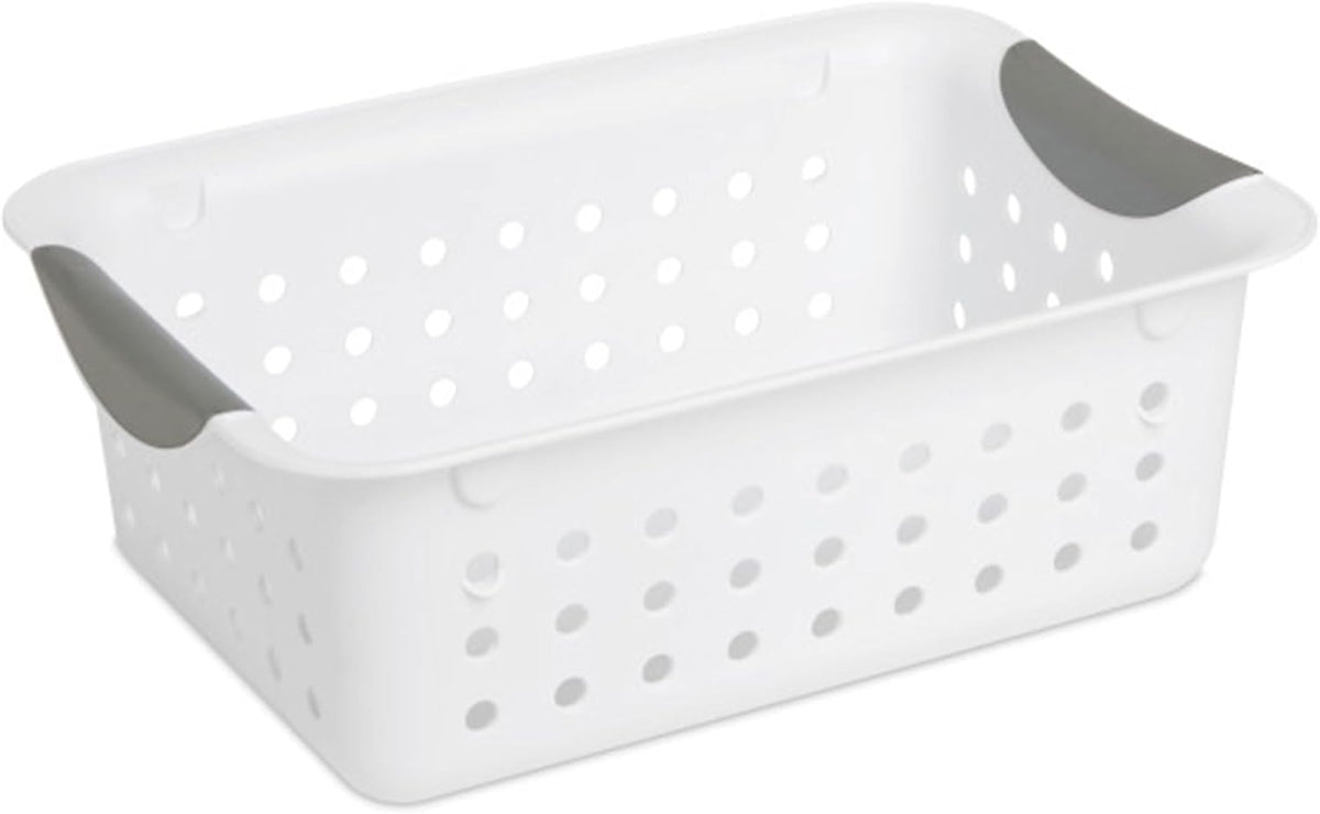 Sterilite 6-Pack Deep Ultra Basket, Open Top Plastic Storage Organizer, White - Classic Baskets for Organizing Countertops, Pantry Shelves, Kitchen Cabinets, Laundry Rooms or Home Offices