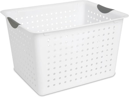 Sterilite 12-Pack Deep Ultra Basket, Open Top Plastic Storage Organizer, White - Classic Baskets for Organizing Countertops, Pantry Shelves, Kitchen Cabinets, Laundry Rooms or Home Offices