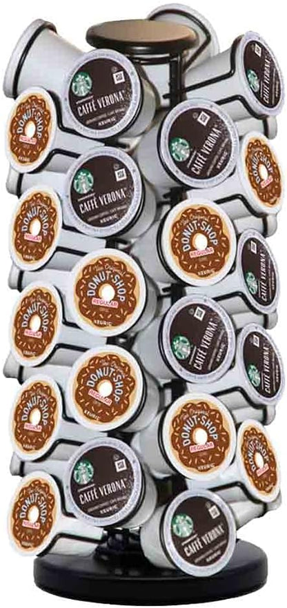 BLACKSMITH FAMILY 36 K Cup Pod Carousel Easy Assembly Design K Cup Holders,K Cup Holder, K Cups Holder,K Cup Carousel, 4-Tier Coffee Pods Holder Storage Organizer Stand,Glossy Black