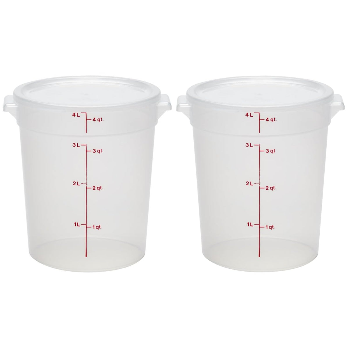 Cambro Food Storage Containers with Lids (BPA-Free) - 4 Quart - Food Grade Buckets with Lids (2 Pack) - For Dough Proofing and Brining (Translucent)