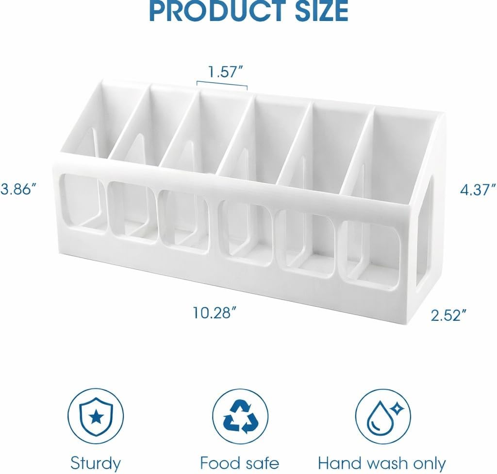 Drink Packet Organizer, 6 Compartment Water Flavor Packet Holder for Drink Mixes, Electrolyte Packets, Tea and Coffee, Kitchen Counter, Pantry and Coffee Bar Organizer