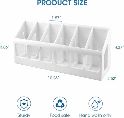 Drink Packet Organizer, 6 Compartment Water Flavor Packet Holder for Drink Mixes, Electrolyte Packets, Tea and Coffee, Kitchen Counter, Pantry and Coffee Bar Organizer