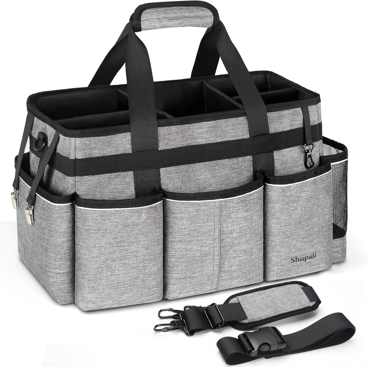 Wearable Cleaning Caddy Bag, Cleaning Caddy Supplies Organizer with Handles for Cleaners & Housekeeper, Under Sink & Car Cleaning Tool Organizers Bag with Adjustable Shoulder Strap&Waist Belt