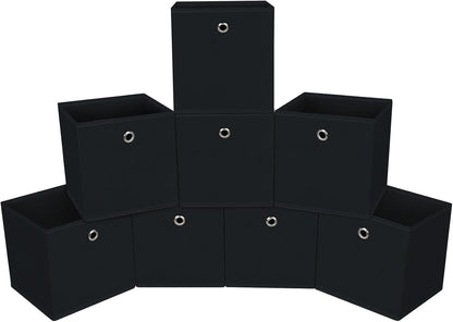 Black Foldable Storage Cubes Bins ,11 Inch Cloth Storage Cube Fabric Storage Box Cubes Organizer Baskets with Handles for Home Organizer Set of 3 (Black)