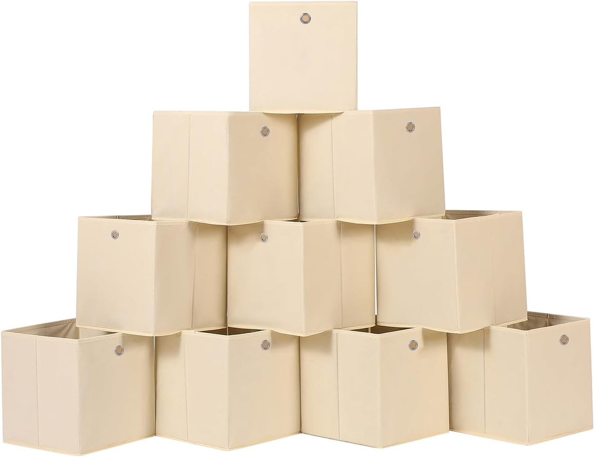 Black Foldable Storage Cubes Bins ,11 Inch Cloth Storage Cube Fabric Storage Box Cubes Organizer Baskets with Handles for Home Organizer Set of 3 (Black)