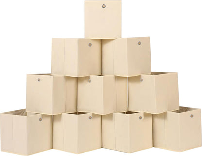 Black Foldable Storage Cubes Bins ,11 Inch Cloth Storage Cube Fabric Storage Box Cubes Organizer Baskets with Handles for Home Organizer Set of 3 (Black)