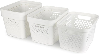 Glad Plastic Baskets for Organizing, Set of 6 | Pantry Storage for Under Counter, Linen Closet, and Bathroom | Nesting Shelf Bins with Handles, 1 Gallon, Grey