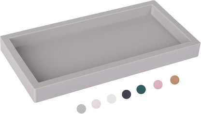 Small Silicone Bathroom Vanity Tray Rectangle Soap and Sponge Holder Kitchen Sink Organizer for Scrubber, Lotion Bottles, Perfume, Jewelry, Candle, Key Trinket Ring, Black