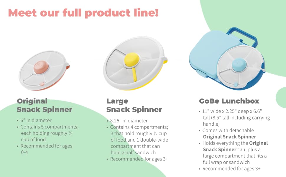 GoBe Kids Small Snack Spinner Slide Bundle with Hand Strap and Sticker Sheet - Reusable Snack Container with 5 Compartment Dispenser and Lid | BPA/PVC Free | Dishwasher Safe | No Spill - Coral Pink