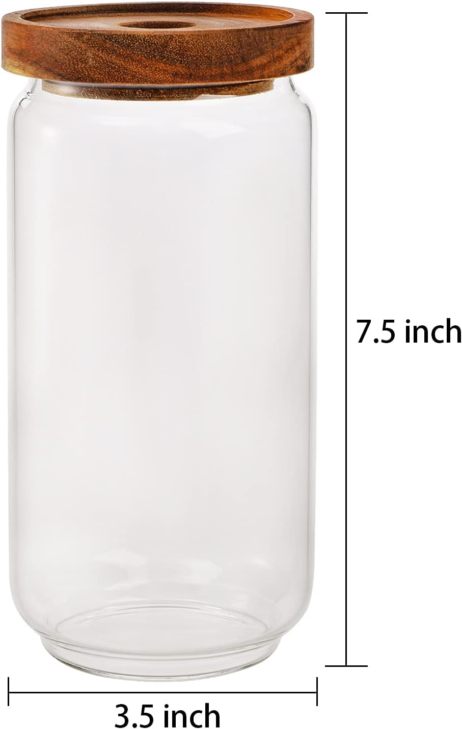Bekith 4 Pack 15 FL OZ (450ml) Glass Food Storage Jar with Acacia Lids, Airtight Sealed Clear Glass Canisters, Kitchen Food Storage Container for Serving Tea, Coffee Beans, Nuts, Spice, Sugar