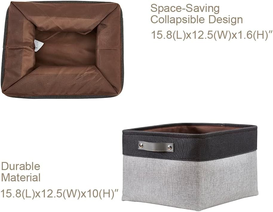 DECOMOMO Storage Bins, Large Fabric Storage Baskets for Shelves, Decorative Linen Closet Organizer, 15 x 11 x 9.5 inches (Beige & White, 3 Pack)