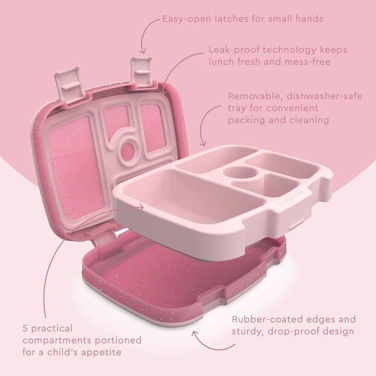 Bentgo Kids Bento-Style 5-Compartment Leak-Proof Lunch Box - Ideal Portion Sizes for Ages 3 to 7 - Durable, Drop-Proof, Dishwasher Safe, PFAS & BPA-Free & Made with Food-Safe Materials (Blue)