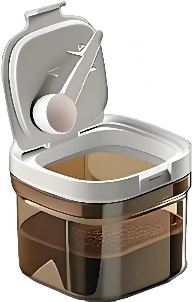 Airtight Coffee Canister, 15oz Coffee Storage Container with Scoop, Kitchen Food Storage Jar for Grounds Coffee, Beans, Tea, Sugar, Flour, Cereal, 1300ml