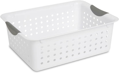 Sterilite 6-Pack Deep Ultra Basket, Open Top Plastic Storage Organizer, White - Classic Baskets for Organizing Countertops, Pantry Shelves, Kitchen Cabinets, Laundry Rooms or Home Offices