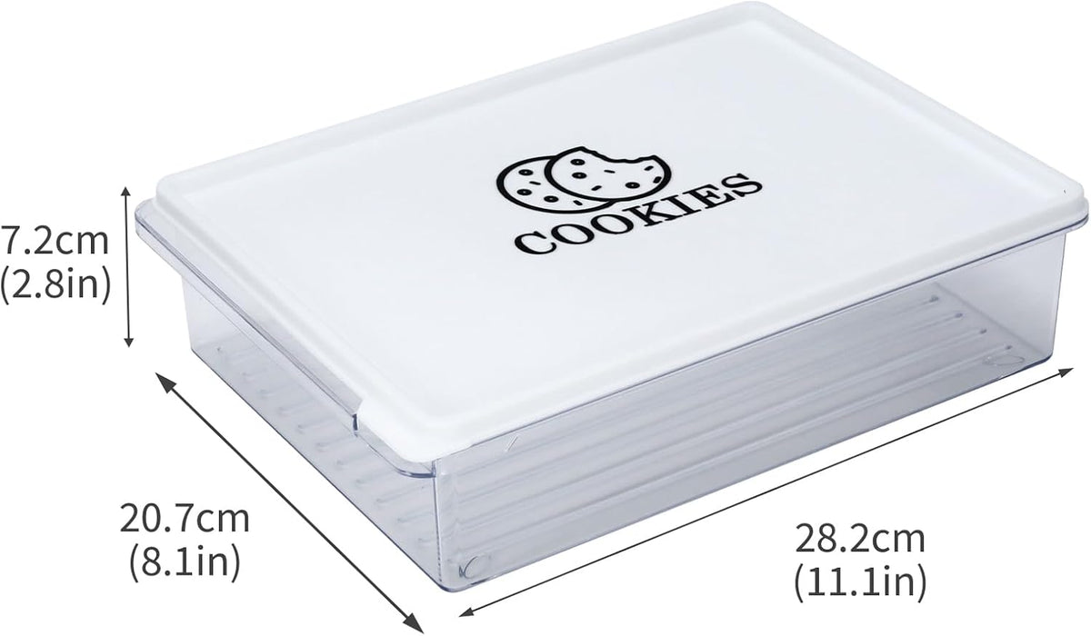 2 Pack Cookie Storage Container Airtight,BPA-Free Cookie Carrier,Stackable Plastic Cookies Jar,Cookies Holder Box Drawer Keeper for Baked Biscuits,Seafood,Vegetables,Desserts, Snacks,Dumplings