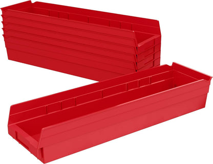 Akro-Mils 30164 Plastic Shelf Bins, Heavy Duty Storage Bins for Garage, Closet, and Drawer Organization, 24-Inch x 6-1/2-Inch x 4-Inch, Clear, 6-Pack