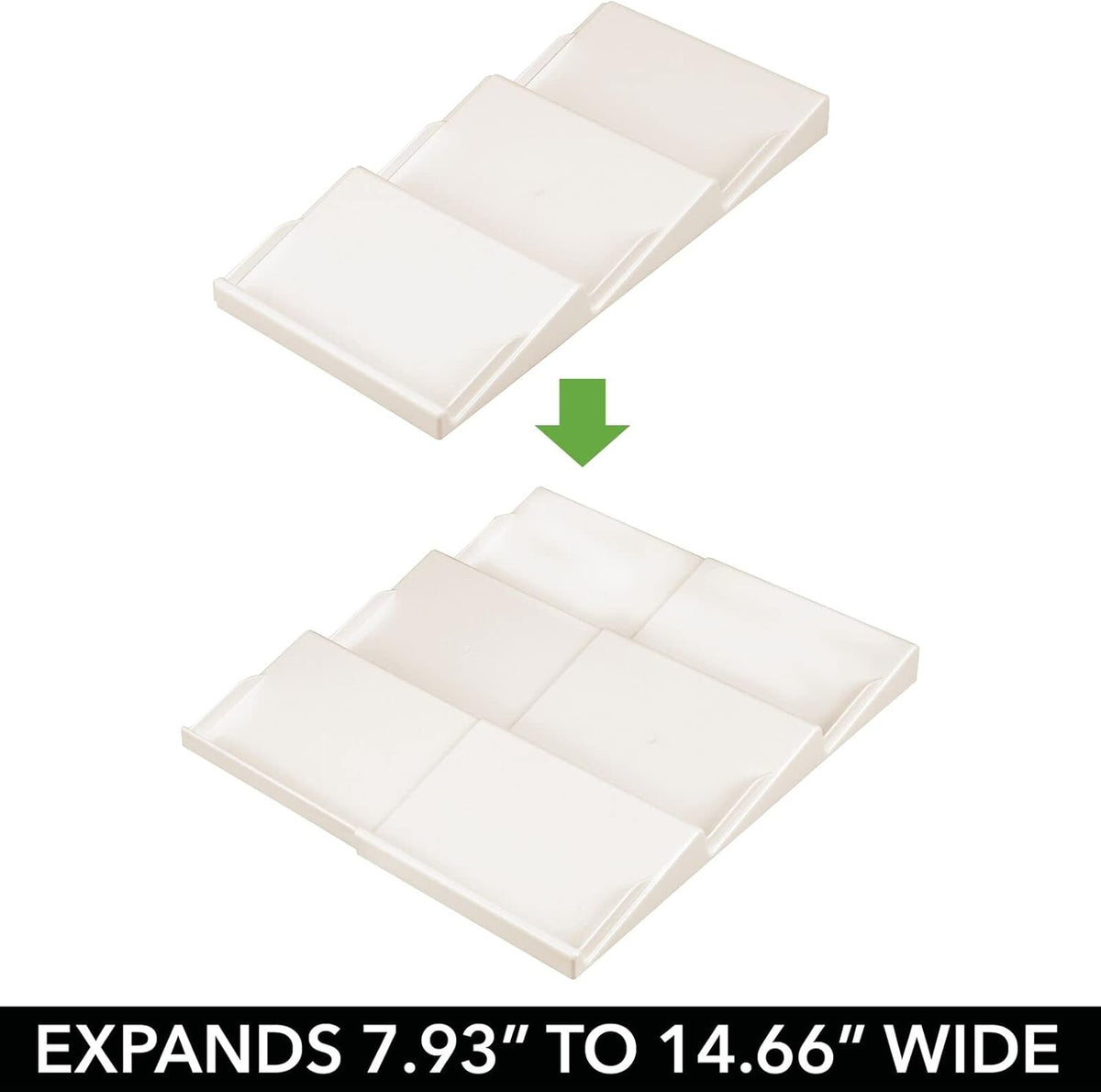 mDesign Expandable Plastic Deluxe Spice Rack, Drawer Organizer for Kitchen Cabinet Drawers, 3 Tier Slanted for Spice Jars, Food Seasoning Bottle Storage, Ligne Collection - Clear