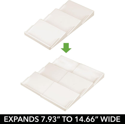 mDesign Expandable Plastic Deluxe Spice Rack, Drawer Organizer for Kitchen Cabinet Drawers, 3 Tier Slanted for Spice Jars, Food Seasoning Bottle Storage, Ligne Collection - Clear