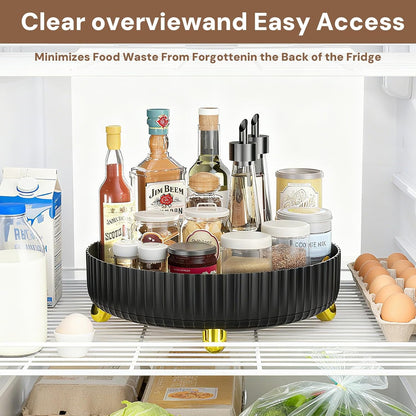 2-Pack Black Turntable Organizer Set – 11" & 8.6" Lazy Susan for Cabinets, Kitchen Pantry, Refrigerator, Bathroom & Medicine Cabinet Storage, 360° Rotating Spice Rack Organizer