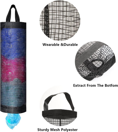 2 Pcs Plastic Bag Holder Mesh Grocery Bag Holder for Plastic Bags Large Capacity Plastic Bag Organizer Plastic Bag Holders for Grocery Bags Dispenser Groceries Store for Home Kitchen