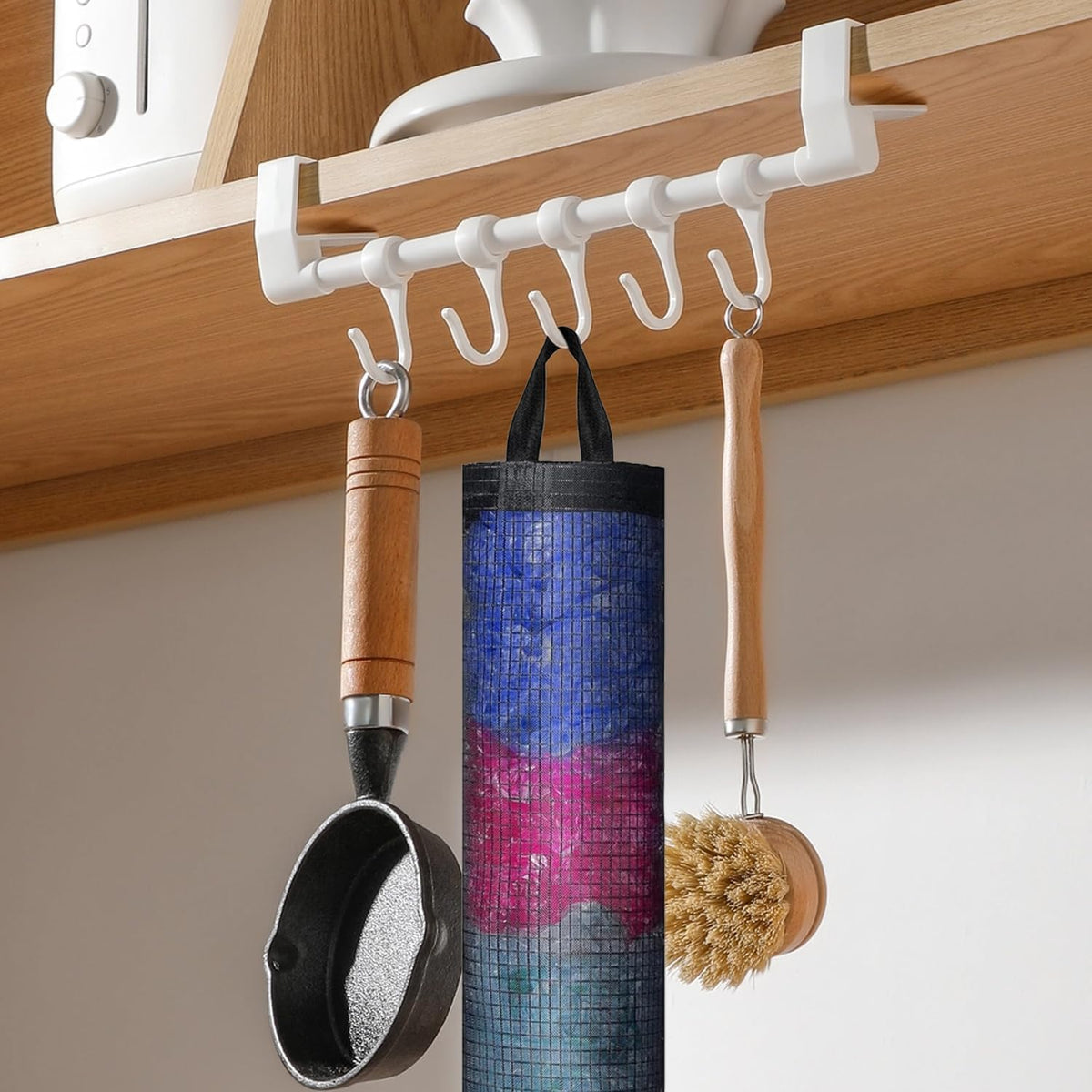 2 Pcs Plastic Bag Holder Mesh Grocery Bag Holder for Plastic Bags Large Capacity Plastic Bag Organizer Plastic Bag Holders for Grocery Bags Dispenser Groceries Store for Home Kitchen