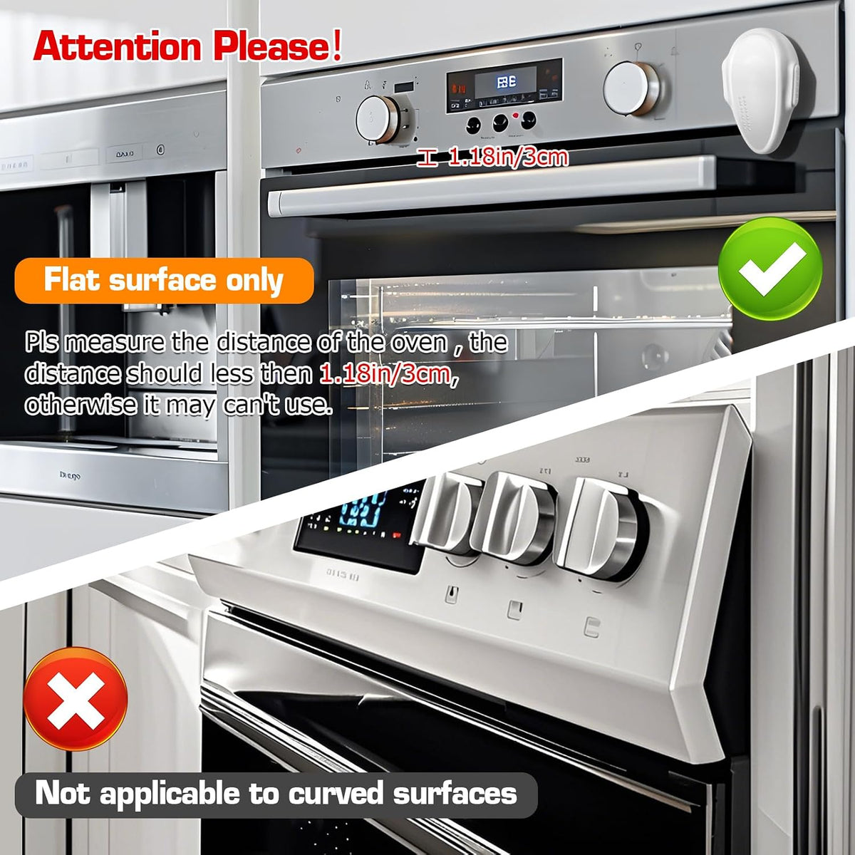 Oven Lock Child Safety (2 Pack),Oven Door Lock,Oven Front Lock, Baby Proofing, Baby and Child Proof Locks for Drawer Oven Stove Door, Upgrade Heat-Resistant Material, Easy to Install - Black