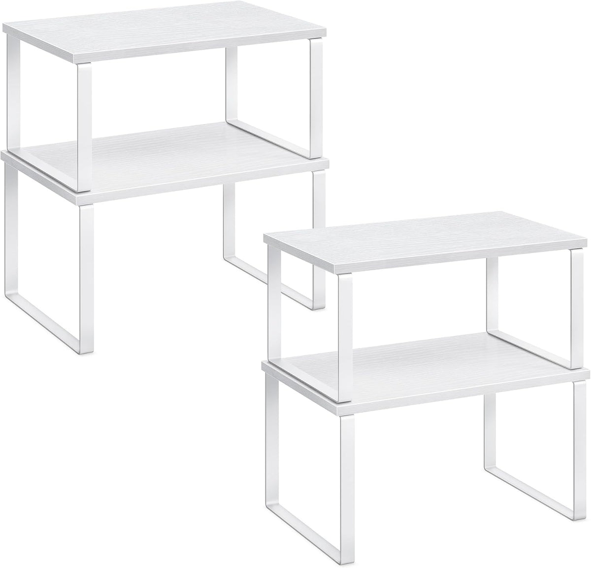 Cabinet Organizer Shelf, Set of 4 Spice Rack, Kitchen Storage | Kitchen Storage, Spice Rack, Steel and Bamboo, White and Yellow, BYSTRO Collection UKCS010N01