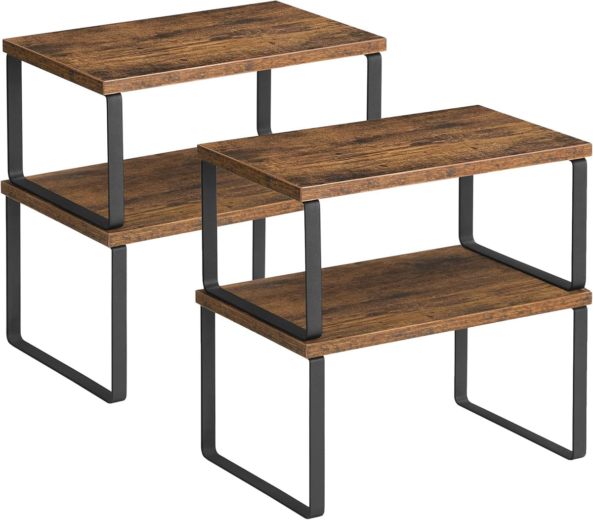 Cabinet Organizer Shelf, Set of 4 Spice Rack, Kitchen Storage | Kitchen Storage, Spice Rack, Steel and Bamboo, White and Yellow, BYSTRO Collection UKCS010N01
