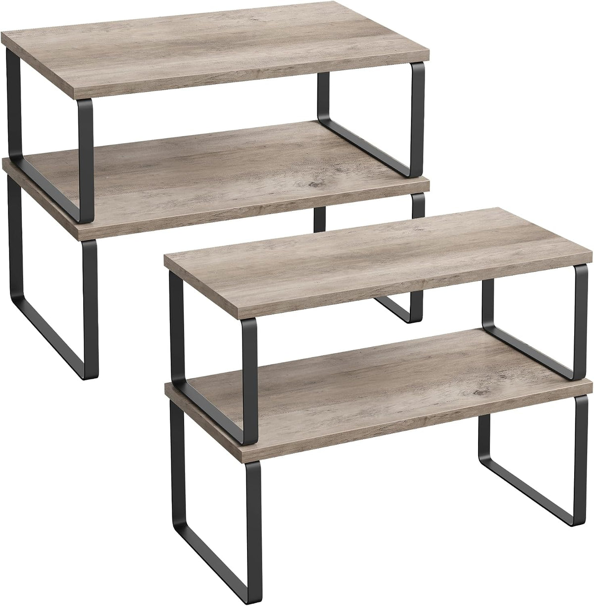 Cabinet Organizer Shelf, Set of 4 Spice Rack, Kitchen Storage | Kitchen Storage, Spice Rack, Steel and Bamboo, White and Yellow, BYSTRO Collection UKCS010N01
