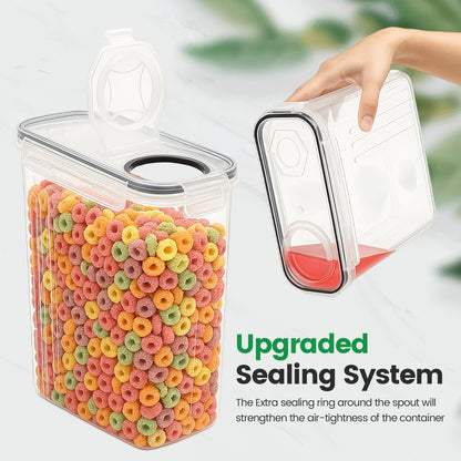 Cereal Containers Storage with Lids - Airtight Kitchen Dry Food Storage Containers & BPA Free Cereal Dispenser For Pantry Organizer And Storage (Clear, 4 Liter Pack of 4)