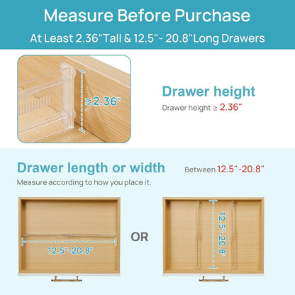 12 Pack Drawer Dividers for Clothes, 4" High 10.2"-16.5" Adjustable Expandable Dresser Drawer Organizer, Clear Plastic Separators for Dresser, Baby Clothing, Underwear, Cosmetic, Toiletries