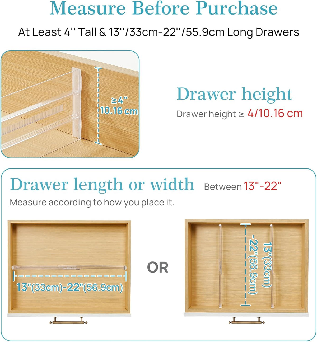 12 Pack Drawer Dividers for Clothes, 4" High 10.2"-16.5" Adjustable Expandable Dresser Drawer Organizer, Clear Plastic Separators for Dresser, Baby Clothing, Underwear, Cosmetic, Toiletries