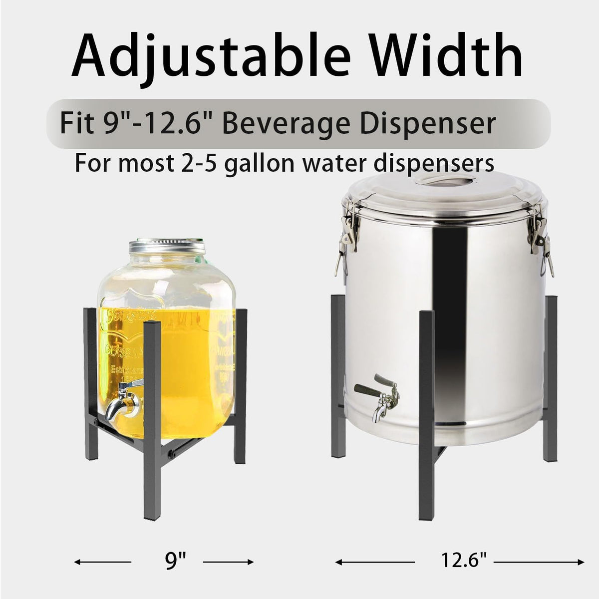 Beverage Water Jug Dispenser Stand for 2-5 Gallon, Adjustable 9-12.6 IN Water Jug Holder Container ( Drink Dispenser Stand Only)（Large）