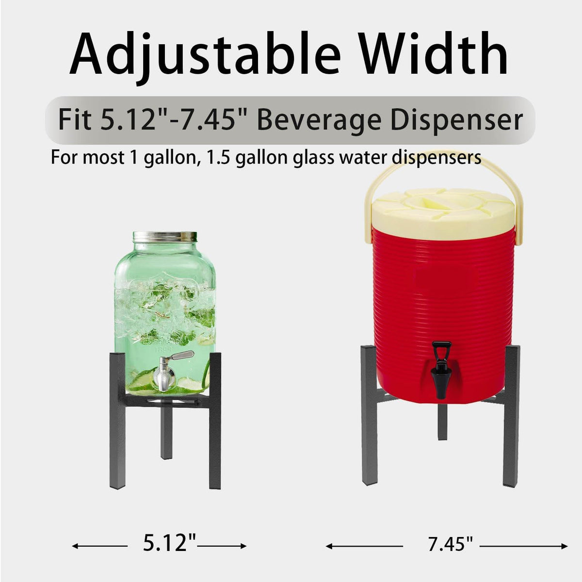 Beverage Water Jug Dispenser Stand for 2-5 Gallon, Adjustable 9-12.6 IN Water Jug Holder Container ( Drink Dispenser Stand Only)（Large）