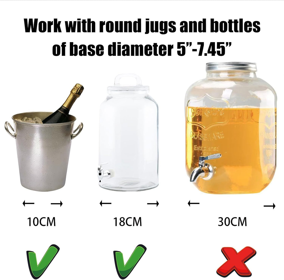 Beverage Water Jug Dispenser Stand for 2-5 Gallon, Adjustable 9-12.6 IN Water Jug Holder Container ( Drink Dispenser Stand Only)（Large）